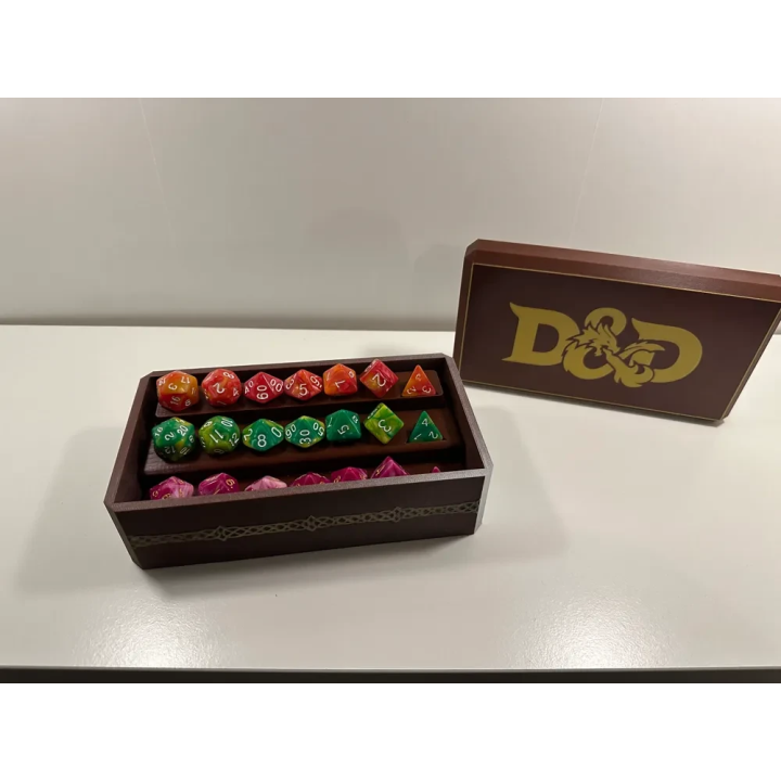 Coffre à Dés Premium "Grimoire & Trésor" avec Présentoir Amovible (3 Sets de JDR)