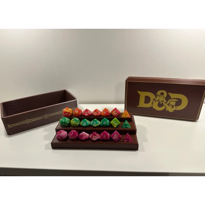 Coffre à Dés Premium "Grimoire & Trésor" avec Présentoir Amovible (3 Sets de JDR)